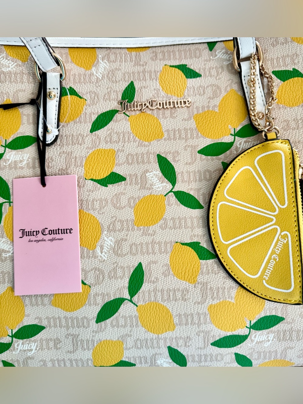 ‼️UNAVAILABLE- Juicy Couture Lemon Tote Sandstone White Monogram Wallet - Picture 3 of 9